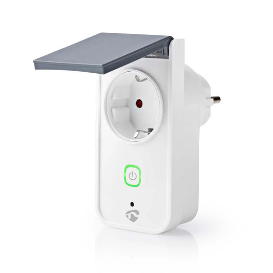 Nedis energiemeter buiten met wi-fi. Slimme stekker met smart life, zijaanzicht