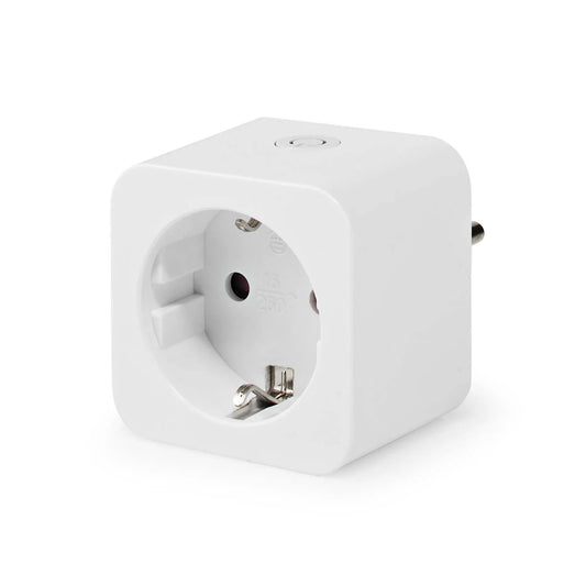 Close-up van de Nedis SmartLife Slimme Stekker, voorkantweergave met stopcontactopening.