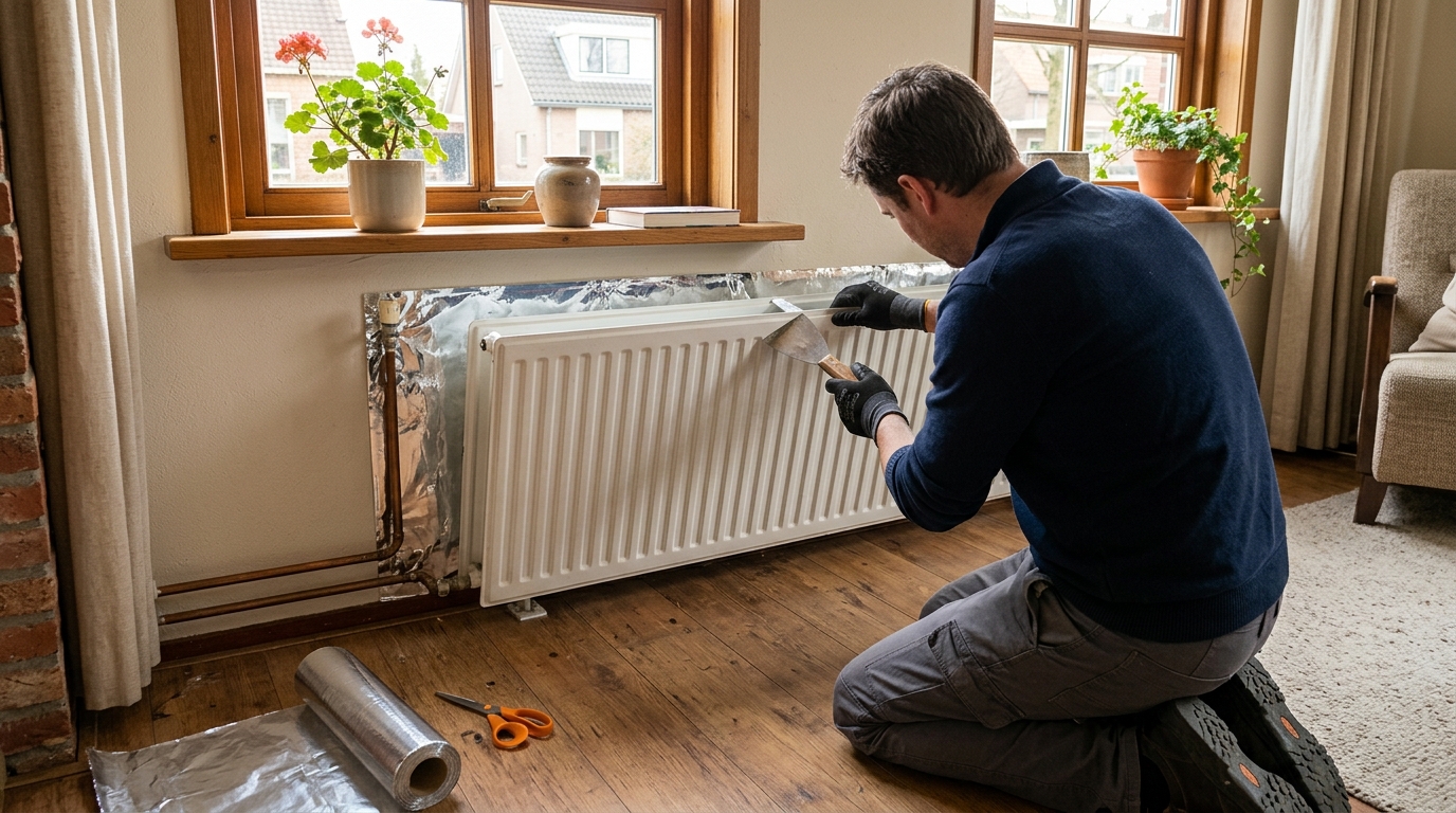 Aanbrengen van radiatorfolie